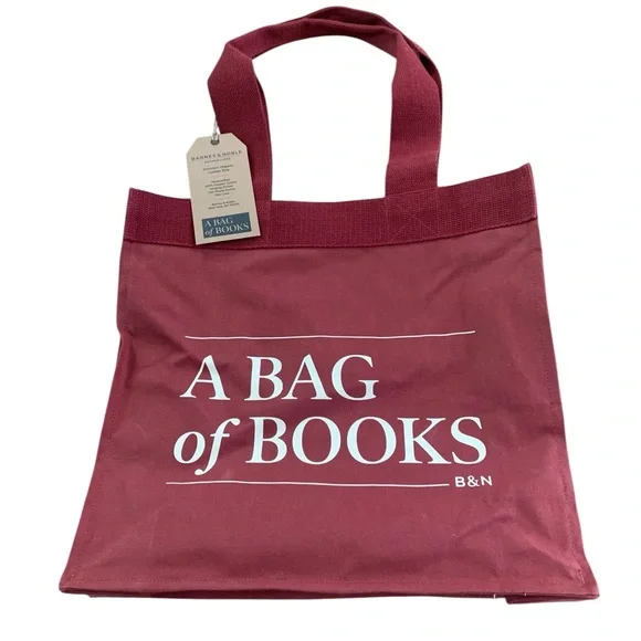 Barnes & Noble Limited Edition “Book Bag” Canvas Tote – Burgundy – NWT - Picture 1 of 8